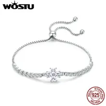 WOSTU Лидер продаж 925 пробы серебряный браслет Сияющий счастливый клевер циркон цепь и звено браслеты для женщин модные украшения CTB007