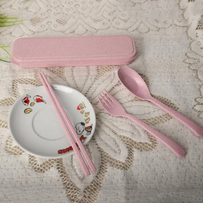 Wheat Straw Cutlery Set Dinnerware Sets Lightweight Outdoor Portable