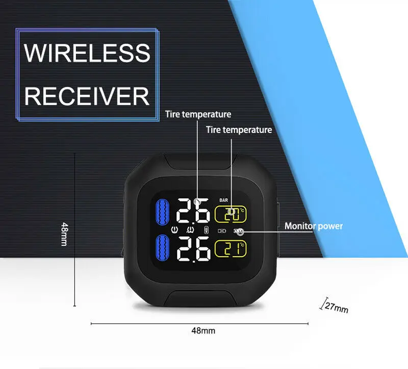 Беспроводной мотоцикл водостойкий TPMS шина датчик давления в шинах Система + 2