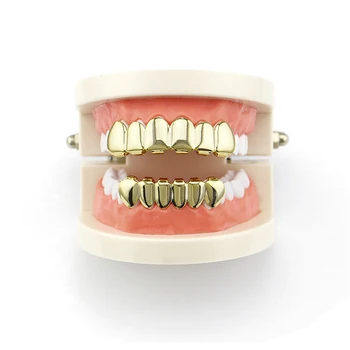 

Braces Gold Teeth Top and Bottom Teeth Dental Vampire Teeth Caps Mouth