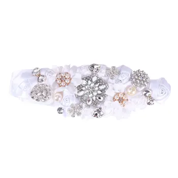 

Wedding Dress Belt Elegant Pearl Rhinestone Decor Wedding Dress Belt Ribbon for Bride Woman Lady