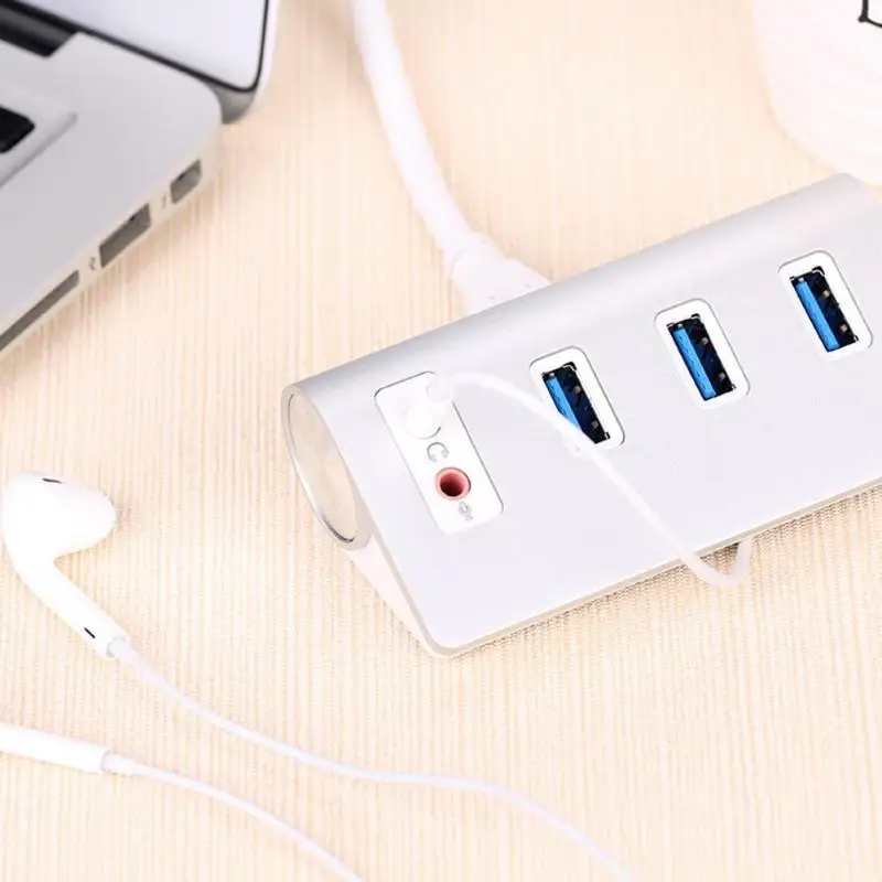 Acasis HS0047 Алюминий USB Высокоскоростной разветвитель USB3.0 концентратор с звуковая