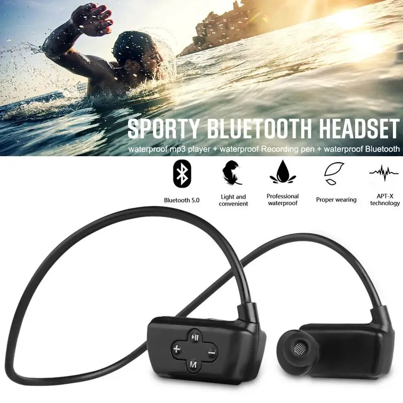 

Bluetooth Head-mounted Headphone MP3 IPX8 Waterproof Swimming Phone Recording Recorder Headset Lossless Music Player