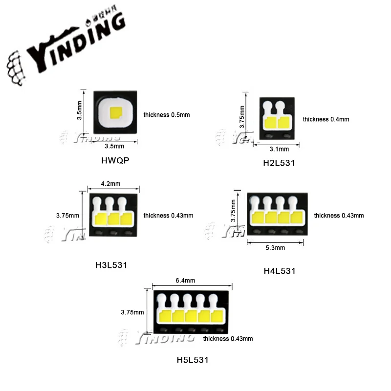 OSLON LUW HWQP H5L531.TE LED 이미터, 차가운 흰색 고출력 LED 램프 비즈, 자동차 헤드라이트 윅, 20mm 구리 PCB, 5-22W, 5 개