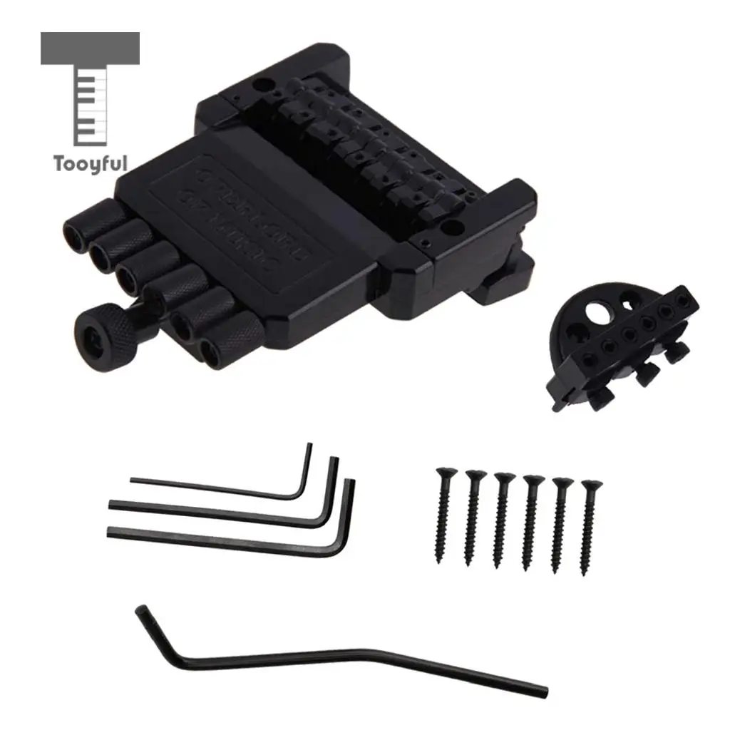 Tooyful Durable Alloy Guitar Bridge Tailpiece with Screws Wrench Tremolo Arm for 6 String Headless Guitar Parts Black Tooyful Durable Alloy Guitar Bridge Tailpiece with Screws Wrench Tremolo Arm for 6 String Headless Guitar Parts Black