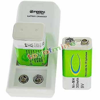 

4pcs 9v 9 Volt Rechargeable Battery 300mAh NI-MH green+ Battery Charger