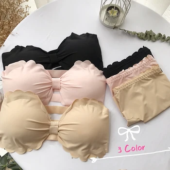 

Summer Girls Strapless Bra Women's Stretchy Wrap Tube Top Bandeau Cropped Tanks Underwear Tops 2 Pieces For Girls