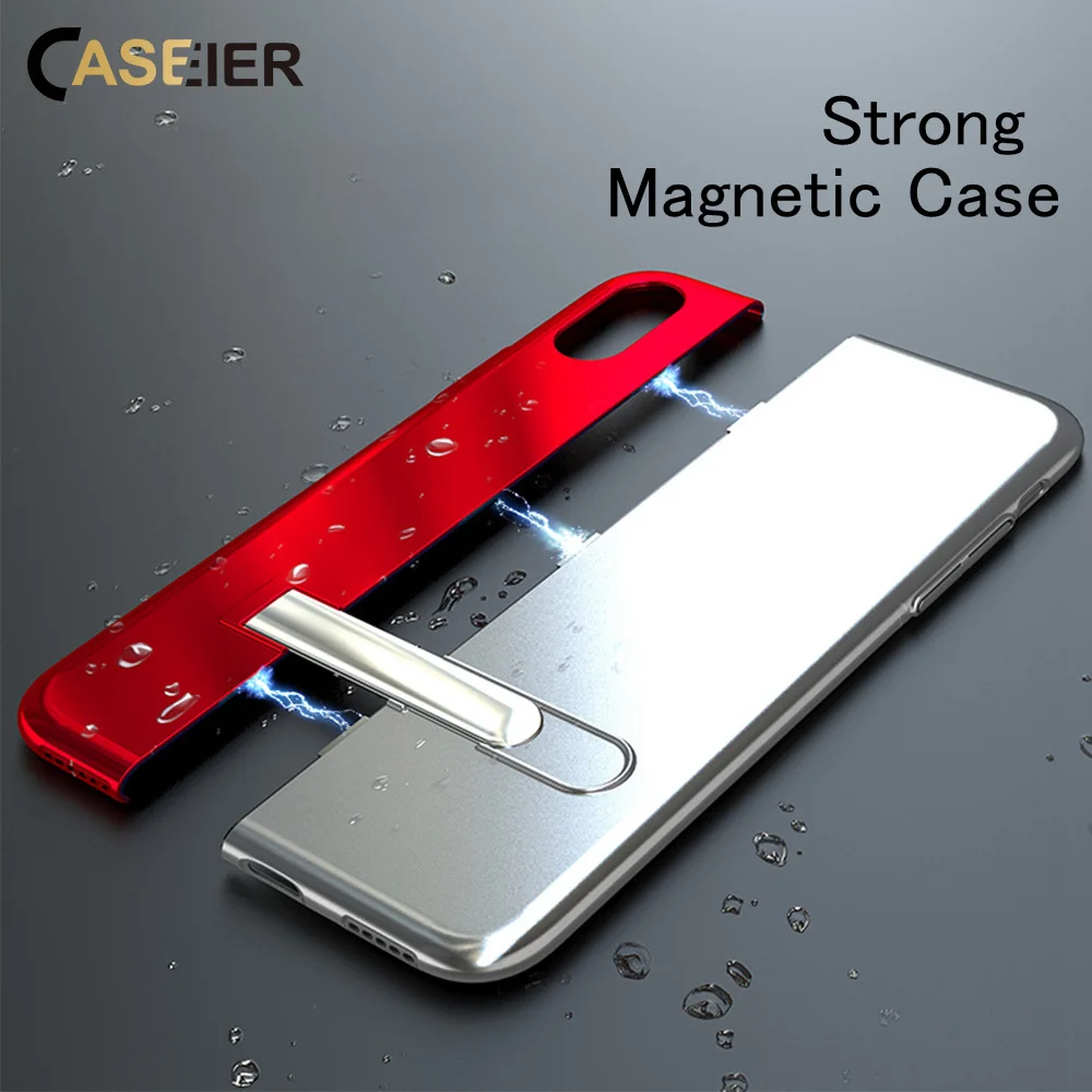 

CASEIER Adsorption Magnetic Case For iPhone Xr Cool Metal Magnet Cover For iPhone 6 6s 7 8 Plus X XR XS Max Holder Coque Funda