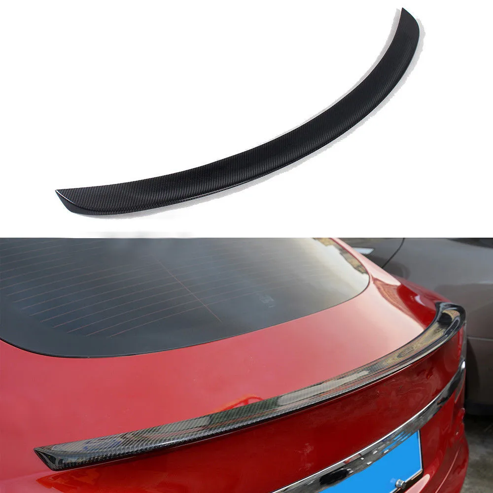 

Glossy Black Carbon Fiber Car Rear Trunk Boot Lip Spoiler Tail Wing for Tesla Model S 2012 -2017 Matt Finished