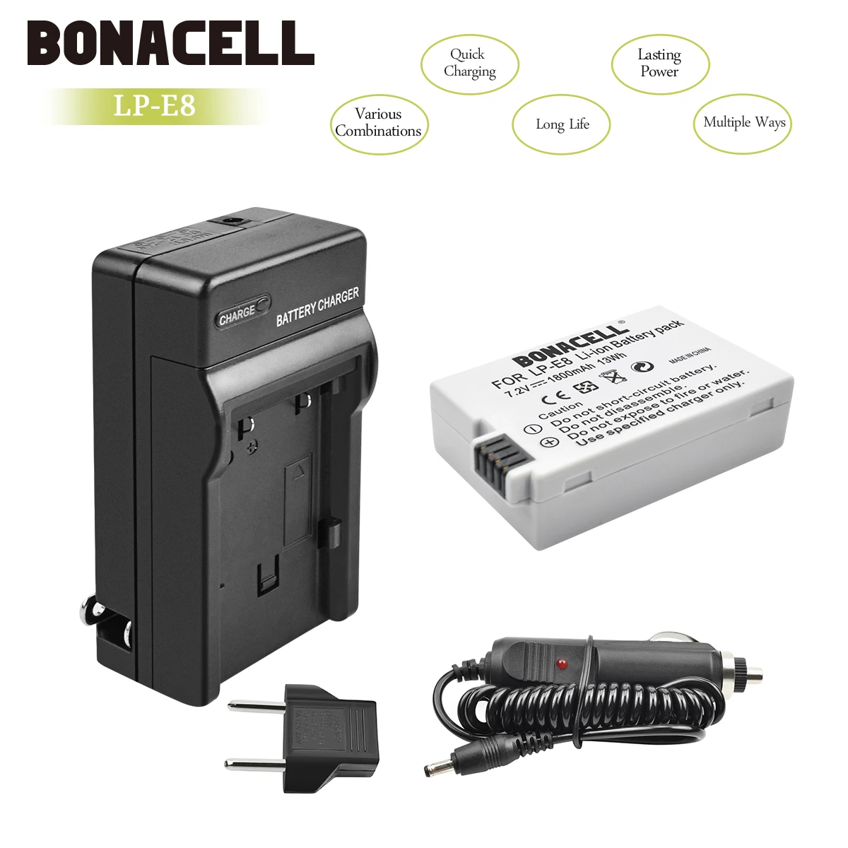 Батарейка и зарядное устройство Bonacell для Фотоаппарата Canon EOS 550D 600D 650D 700D Kiss X4 X5 X6i X7i