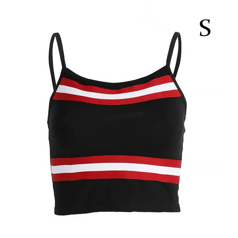 Summer Thin Section Women Sexy Short Vest Sling Red Black Splice Striped Pullover Slim Fit Large Size Beauty Back Bottom Vest Summer Thin Section Women Sexy Short Vest Sling Red Black Splice Striped Pullover Slim Fit Large Size Beauty Back Bottom Vest