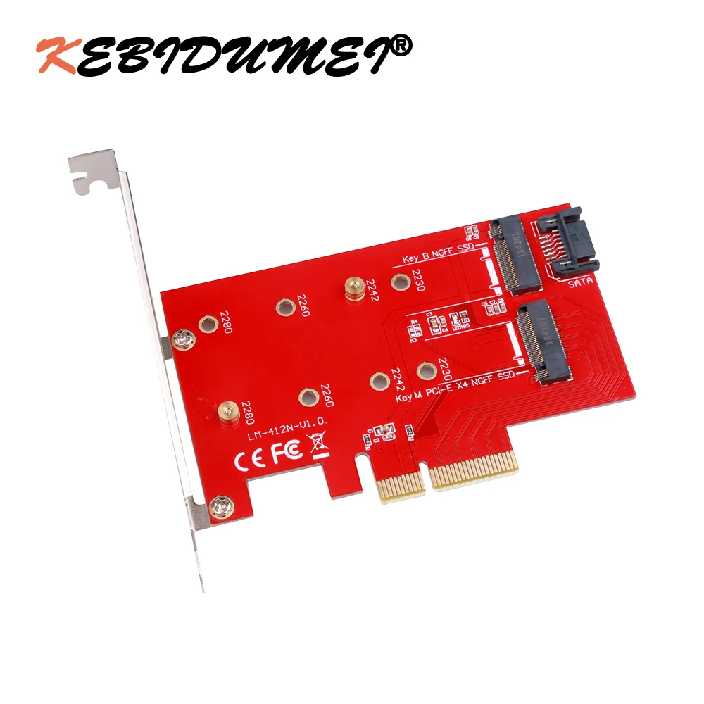

Ultralight NGFF TO PCIE X4 Adapter M Key And B Key SATA Port Expansion Card Support PCI Express 3.0 2230 2242 2260 2280 Size M2