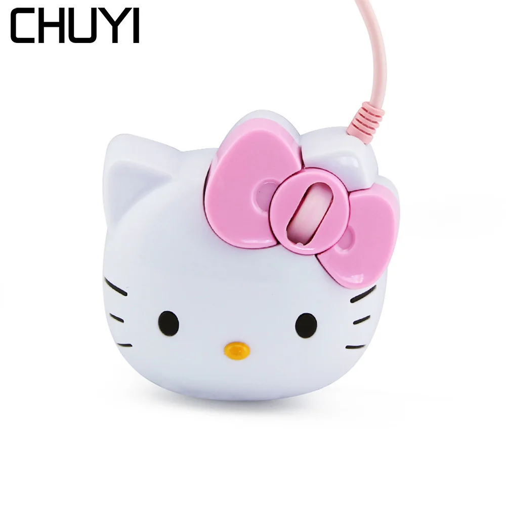 

CHUYI Mini Cartoon Hello Kitty USB Wired Mouse Optical Cute Cat Computer Mice Gaming Mouse For PC Laptop Kids Girl Gifts Mause