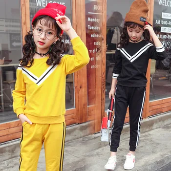 

New hot 2019 Children Clothing Sets For Girls Sport Clothes Navy Style Girls Sports Suits Teenage Kids Tracksuits Sportswear