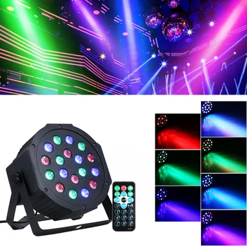 

Auto-running Disco Party Stage Light 15W 18LED RGB Mini Stage Par Light Lighting Fixture with RF Remote Control Party DJ Show