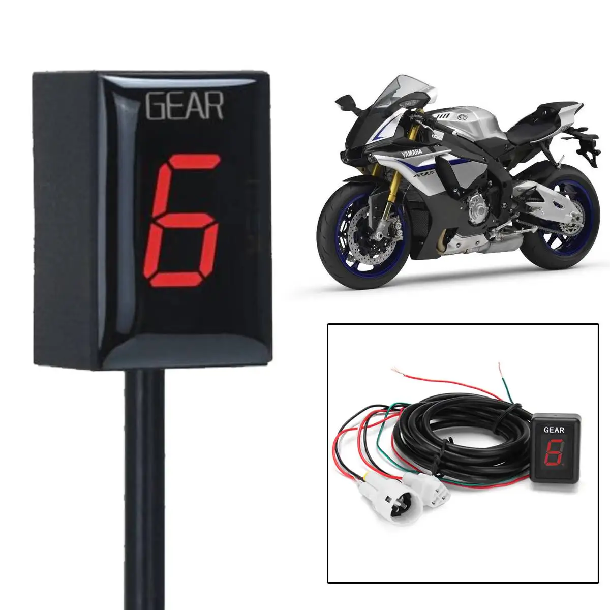 

1-6 Speed Motorcycle Gear Indicator Gear Meter Red LED Display for Yamaha YZF-R1 YZF-R6 Xt660 Fz6 Fz-16 Fz1 Fz8
