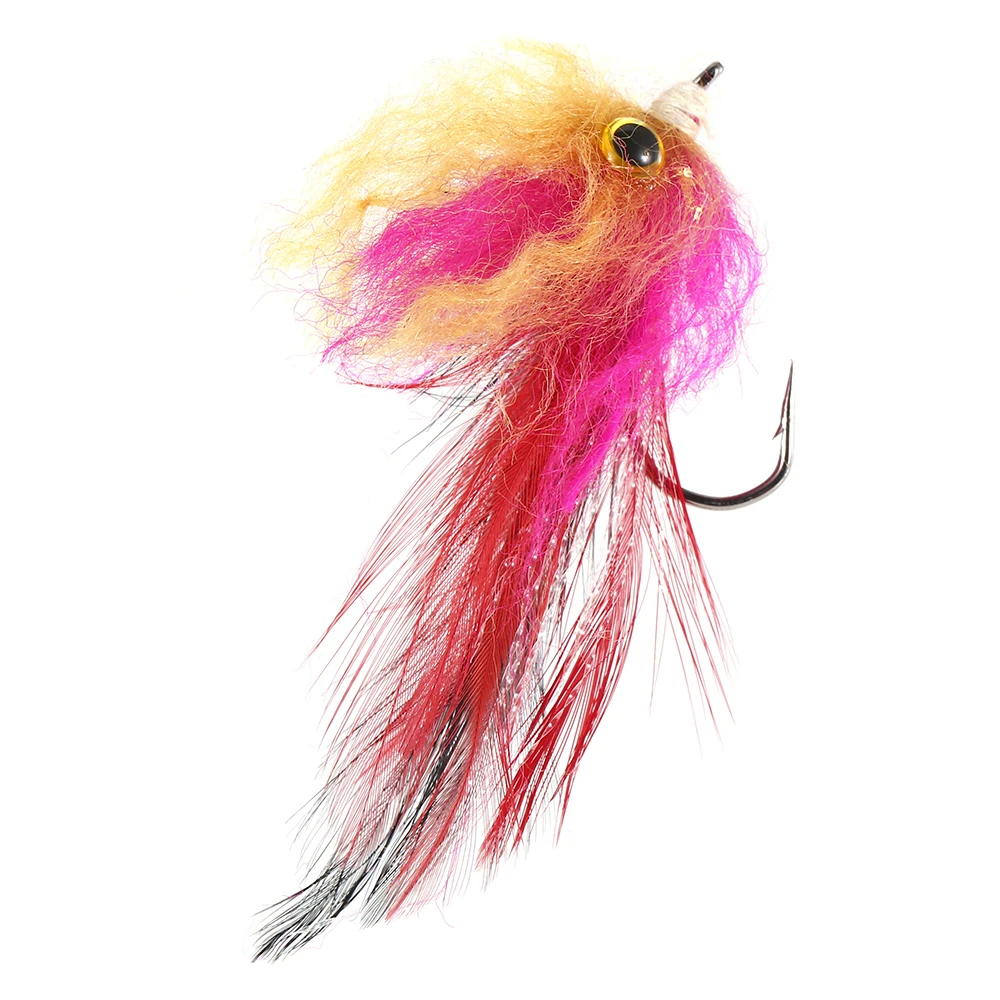 Fly Fishing Streamer Steel Head Fly Fishing Flies with Hook Long Feather Tails 3D Eye Fishing