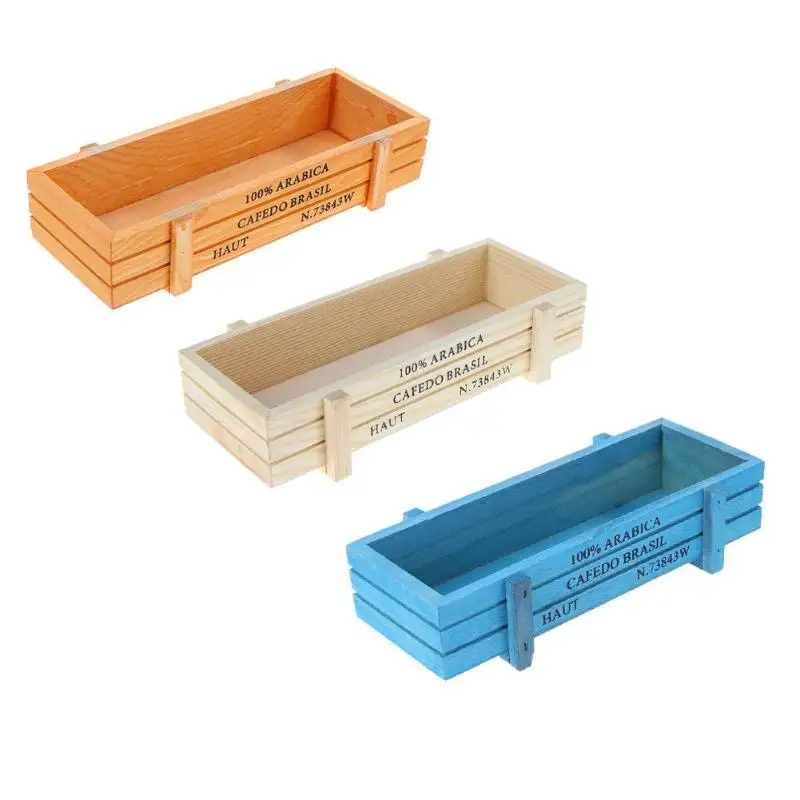 

Garden Plant Pot Decorative Vintage succulent planter Wooden Boxes Crates Rectangle Table Flower Pot Gardening Device