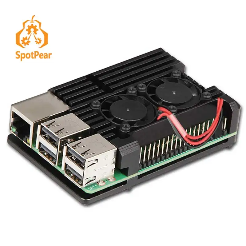 

Raspberry Pi 3 model B+ 4B aluminum case with free double fan