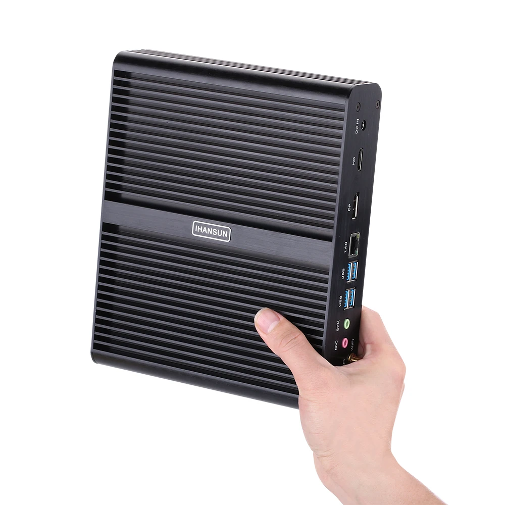 Безвентиляторный мини ПК Intel Core I7 8565U/8559U/8569U/8650U Windows 10/Ubuntu черный [HUNSN BM14L]