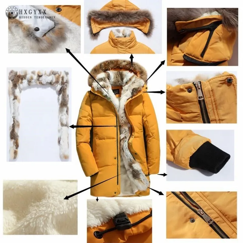 Goedkoop 5XL Witte Eend Donsjack Vrouwen Winter Ganzenveren Jas Lange Wasbeer Bont Parka Warm Konijn Plus Size Bovenkleding 2019 okd701