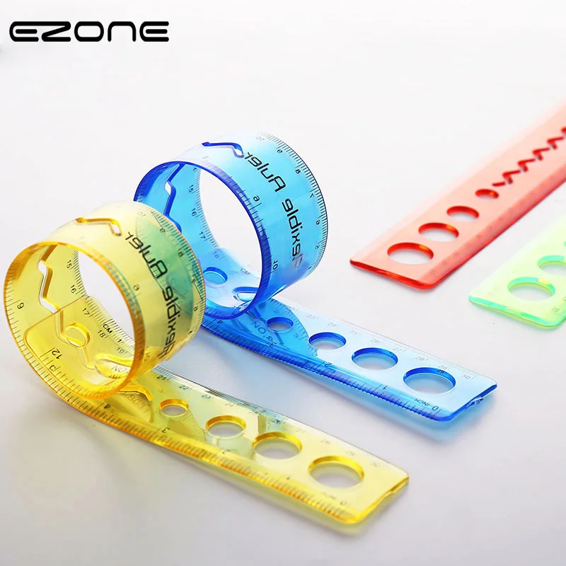 

EZONE Soft Straight Ruler Creative Students Measurement Ruler Curling Folder Straight Ruler 20/30cm 1PC Color Random