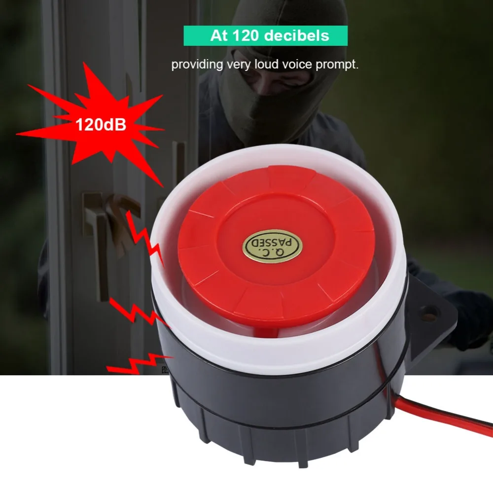 120dB DC 12V мини красный проводной рупор сирена звуковой сигнал Системы