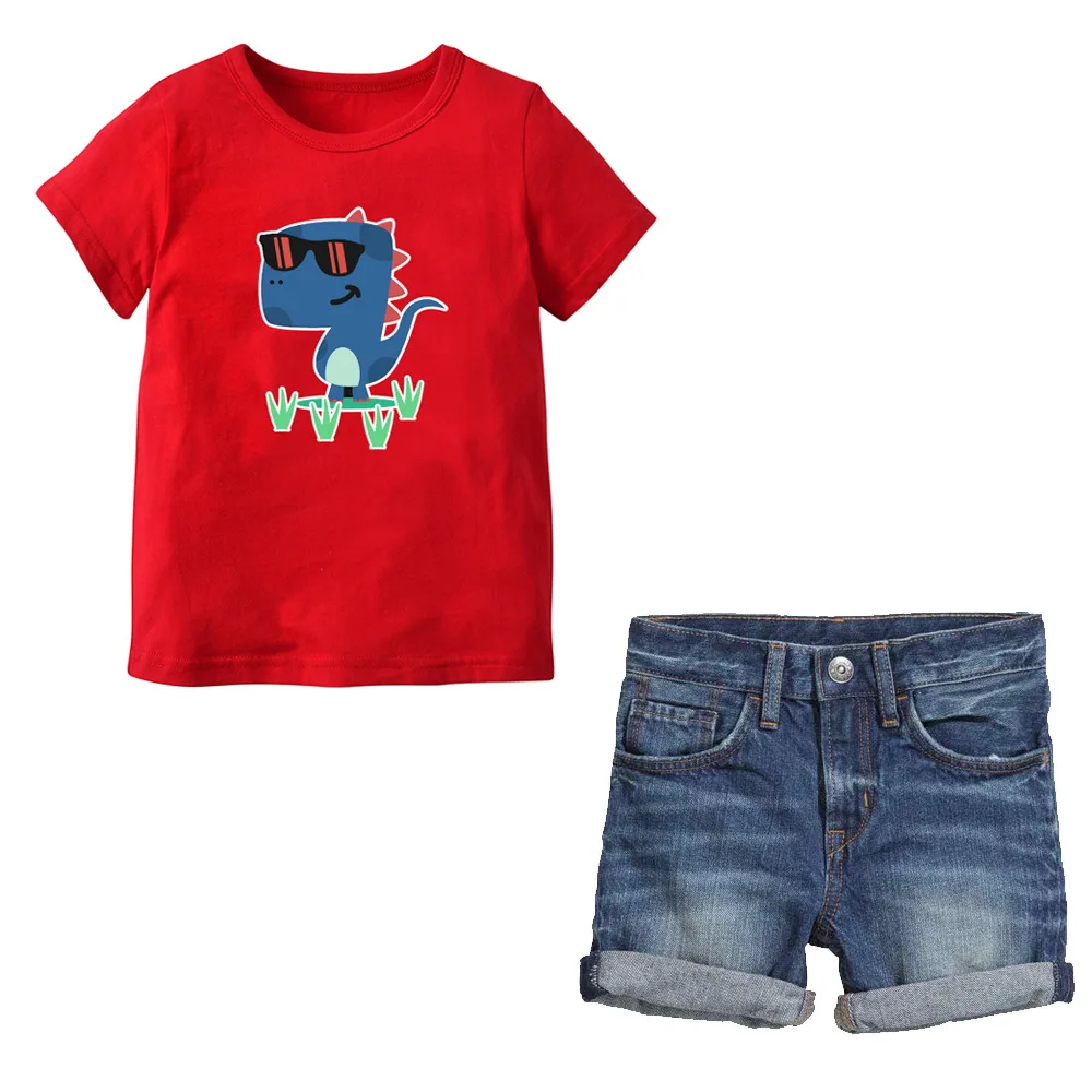 

HI&JUBER 2019 Baby Boy Clothes Summer Baby Boys Clothes Set Cotton Cartoon Printed Short Sleeves Baby Clothing Suit Clothes Set