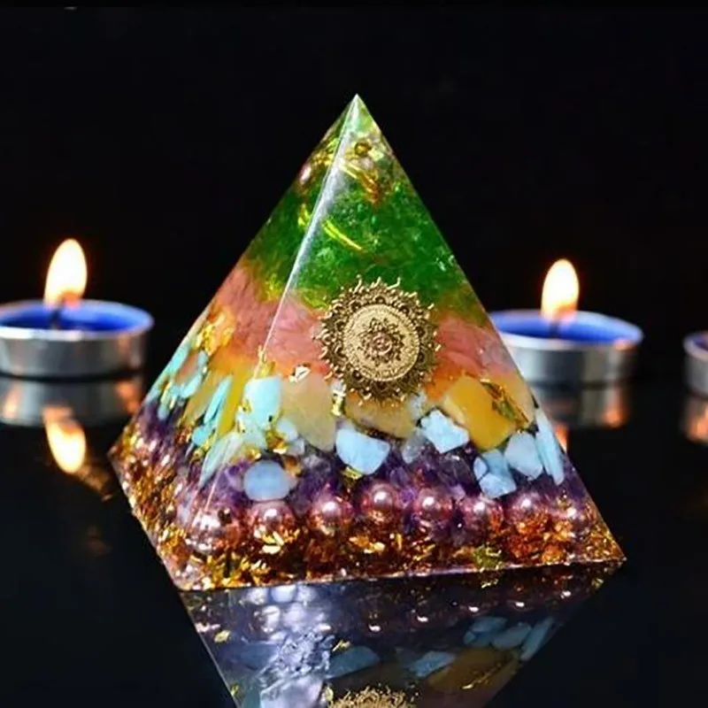 Orgonite Ариэль аура Хрустальная пирамида Анахата чакры прозрачное ювелирное