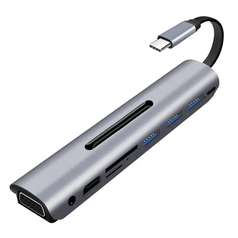 

YCE-V161 Docking Station All-in-One USB-C To HDMI Card Reader RJ45 PD Adapter Audio Jack Adapter Type C Power Delivery Port