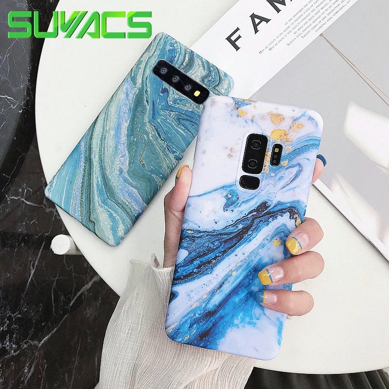 

SUYACS Retro Ocean Sea Marble Phone Case For Samsung Galaxy S8 S9 Plus S10 S10 Plus Note 8 9 Hard PC Protector Matte Shell Coque