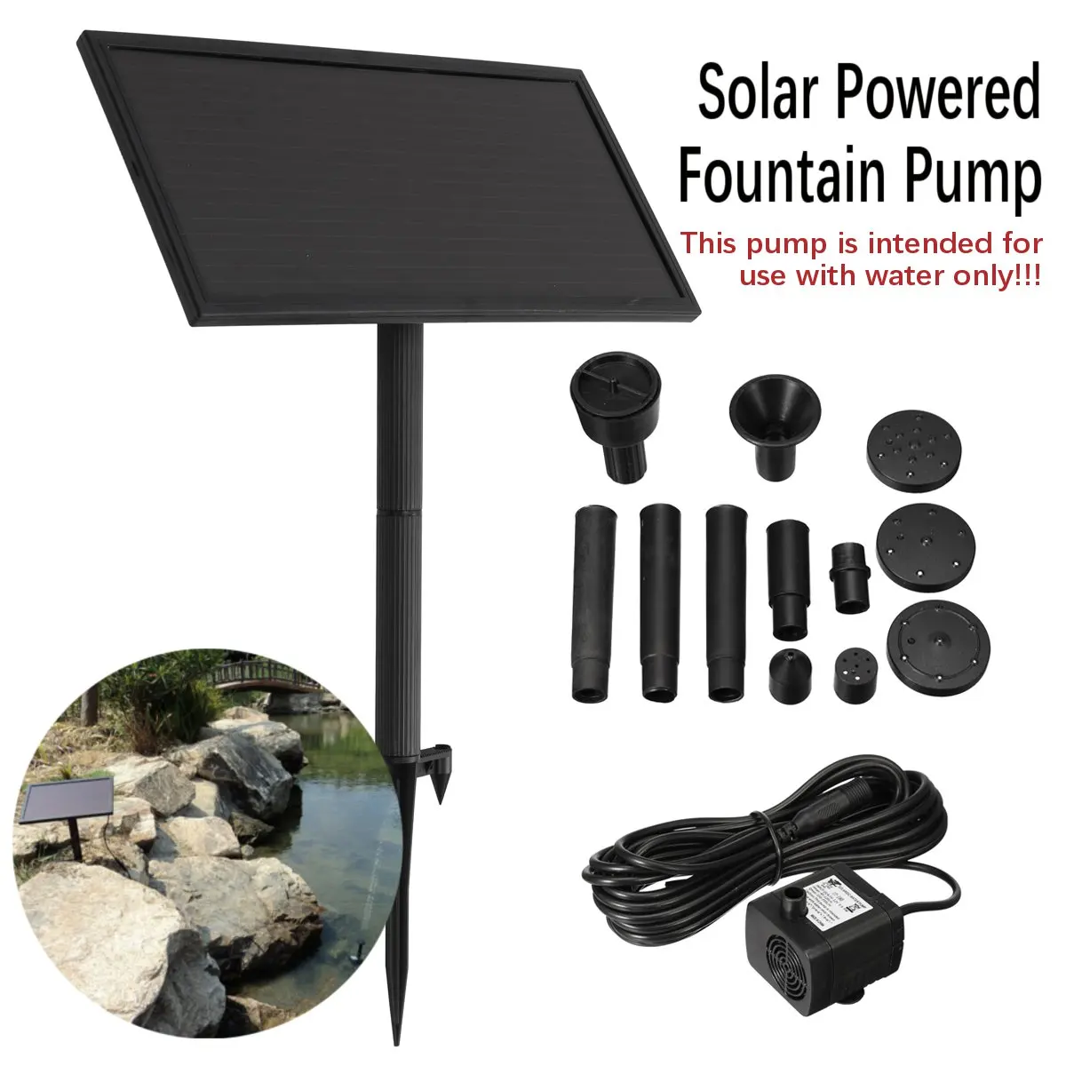 

9V 3W Brushless Solar Power Fountain Water Pump Submersible Aquarium Garden Pond Landscape Oxygen Hydroponics Solar Panels Kit