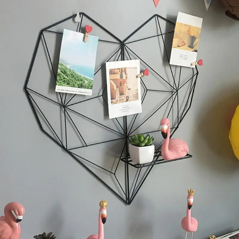 تخزين الرف الإبداعية الحديد الفن خشبية الرجعية جدار خزانة مجلس الوزراء الباب على شكل قلب تخزين الرف المنظم الديكور الدعامة