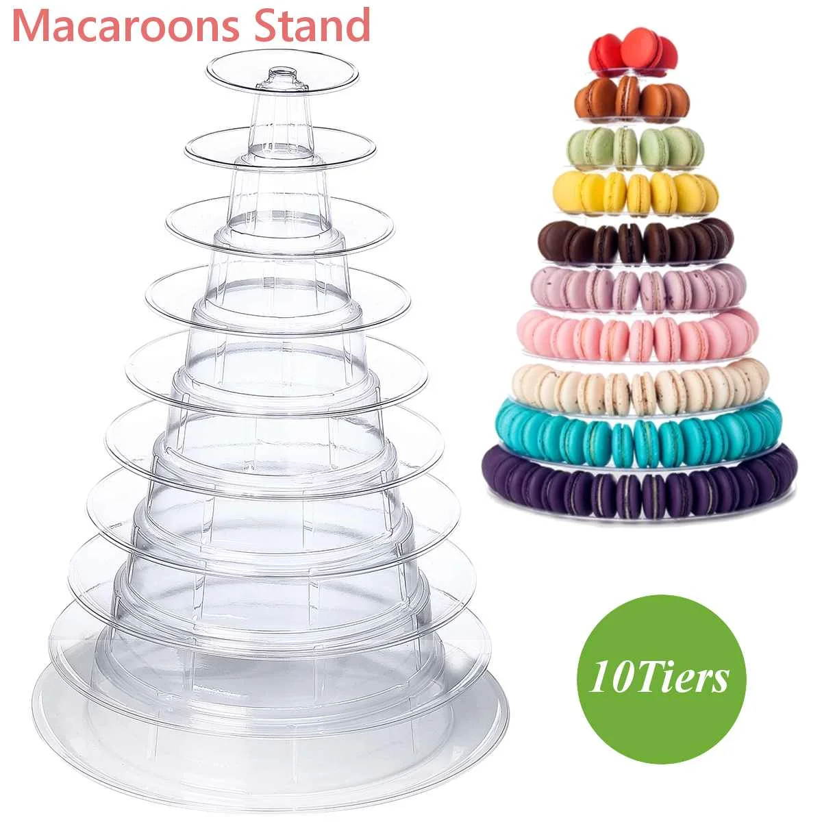 

10 Tiers Plastic Macaron Tower Macaroons Rack Cupcake Dessert Display Holder Pyramid Stand Cake Decor Tools Wedding Decoration