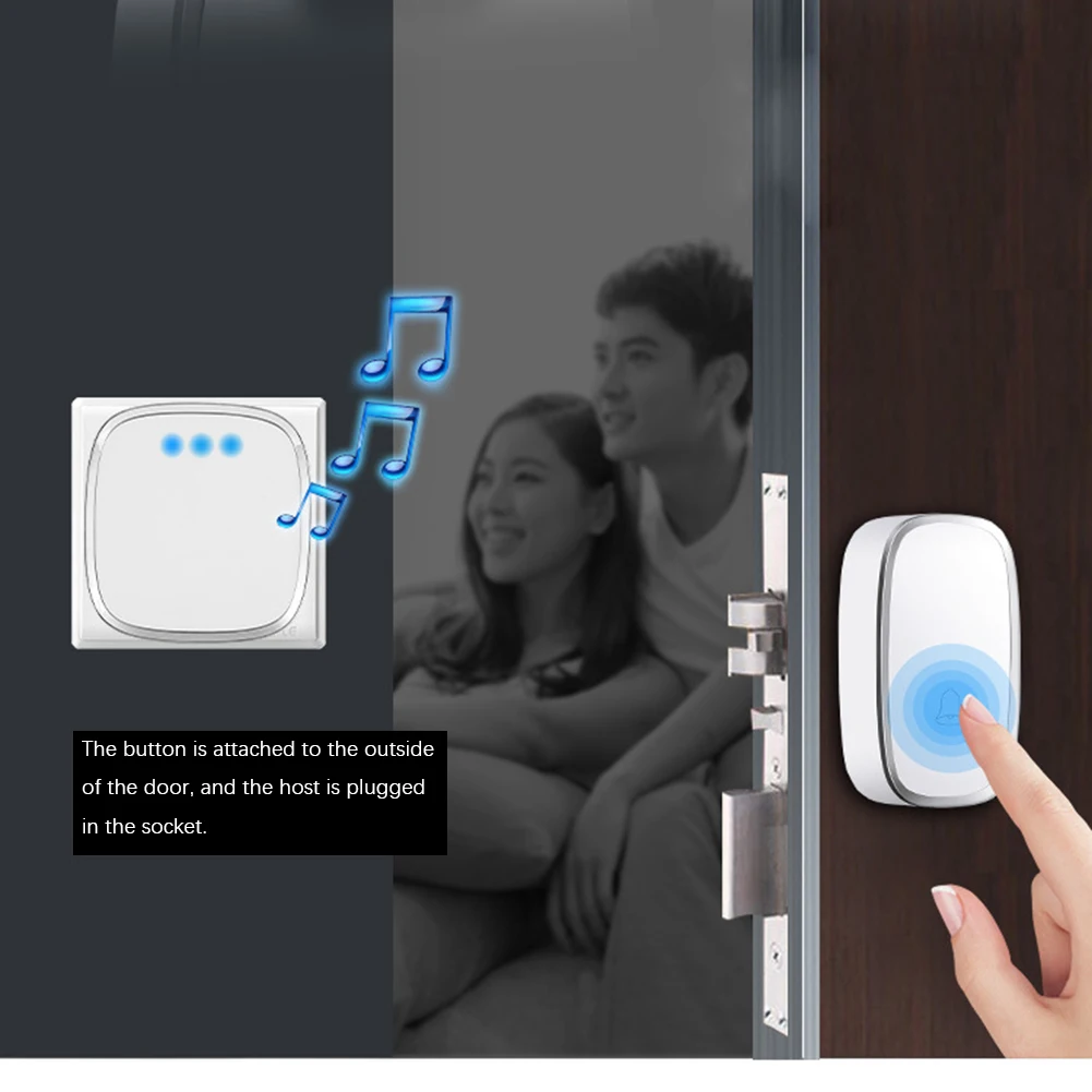 Waterproof Touch Button Wireless Doorbell LED light 36 Rings Smart Chimes Doorbell Alarm for Home Security Waterproof Touch Button Wireless Doorbell LED light 36 Rings Smart Chimes Doorbell Alarm for Home Security