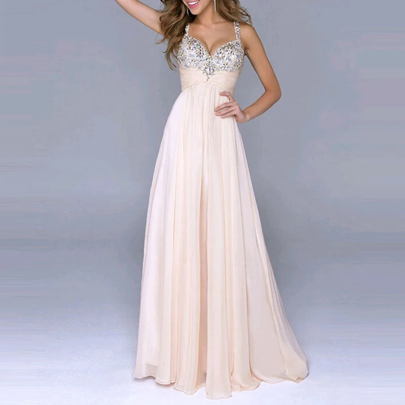 

Women A-line dress Summer patchwork swing elegant strap Formal Bride Bridesmaid wedding Party Dress ladies dresses
