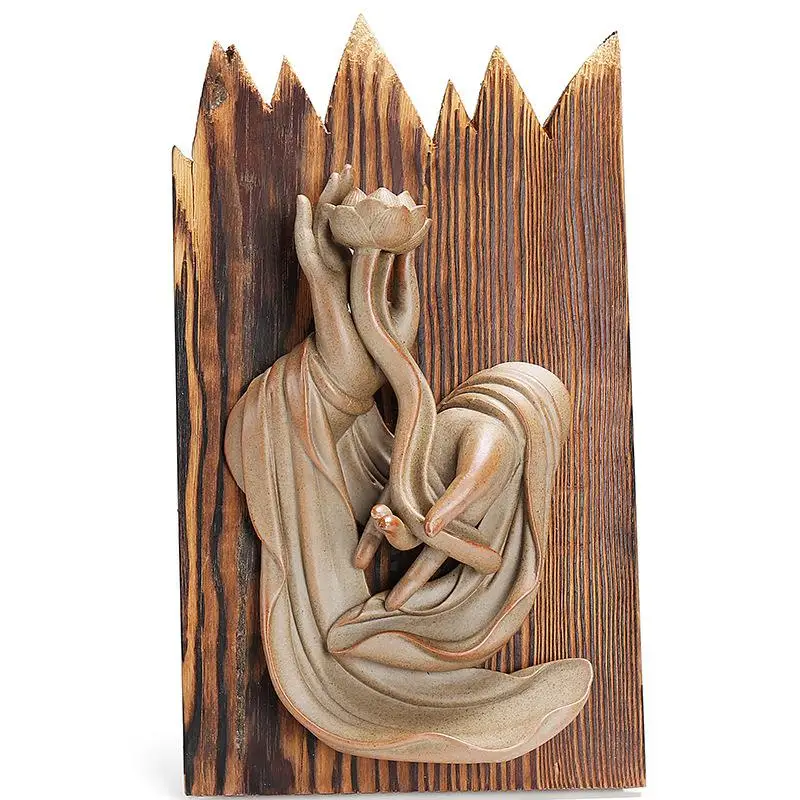 Будда ручной керамический обратный поток ладан горелка цветок лотоса дым водопад ладан держатель ремесла Декор Будда ладан курильница