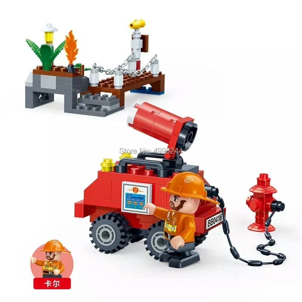 

7123 134pcs City Fire Engine Firefighters Bridge Wharf Banbao Building Blocks Bricks Toy