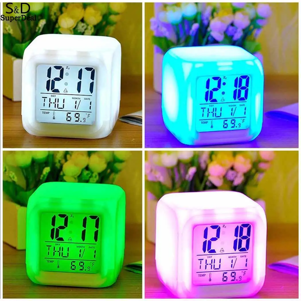 Square Shape Luminous Digital Clock Table bedroom Desk ...