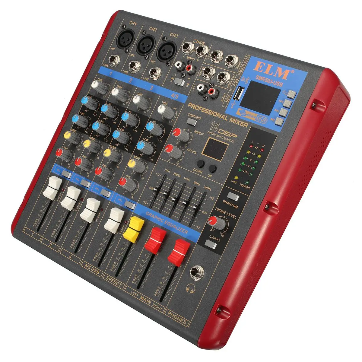 

4 Channel Bluetooth Sound Mixer Mono Microphone USB LCD Display Digital Effects For Audio DJ Karaoke Mixing Console