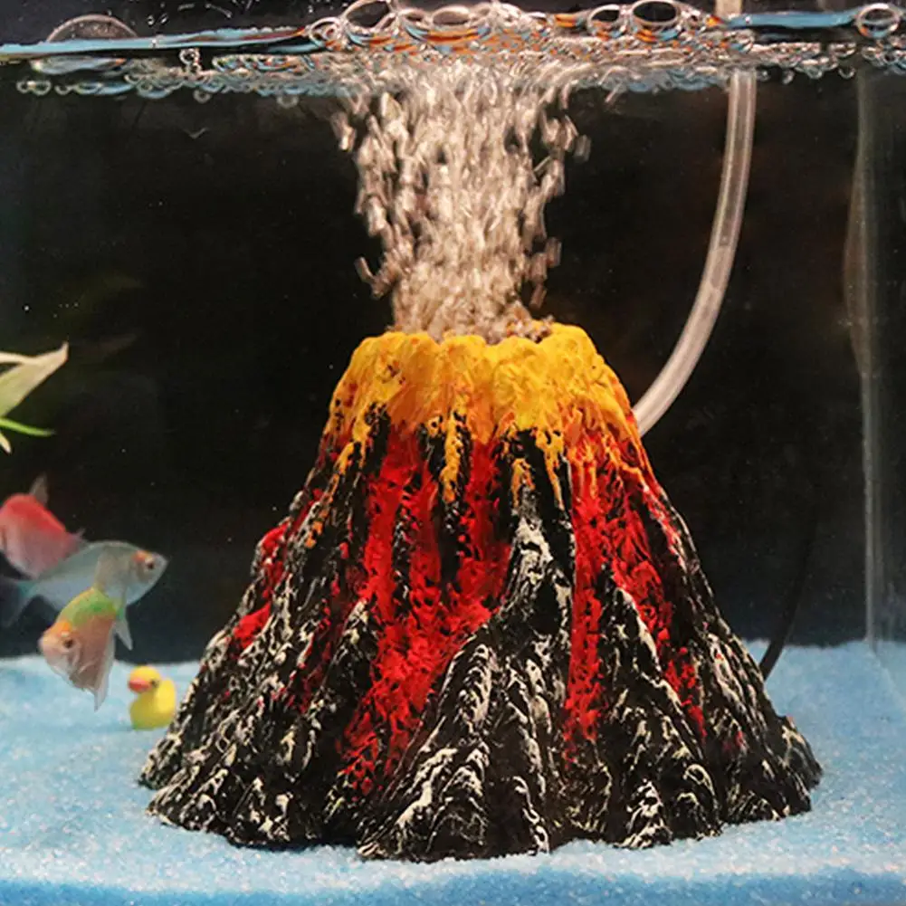 Adeeing Aquarium Volcano Shape Air Bubble Stone Air Pump LED light Set