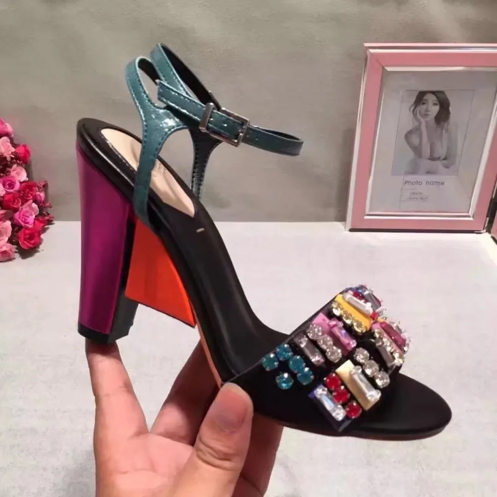

Fashion Rhinestone Decor Women Sandals Luxury Summer Shoes Woman Gladiator High Heels Zapatos Mujer Patchwork Ladies Party Shoes