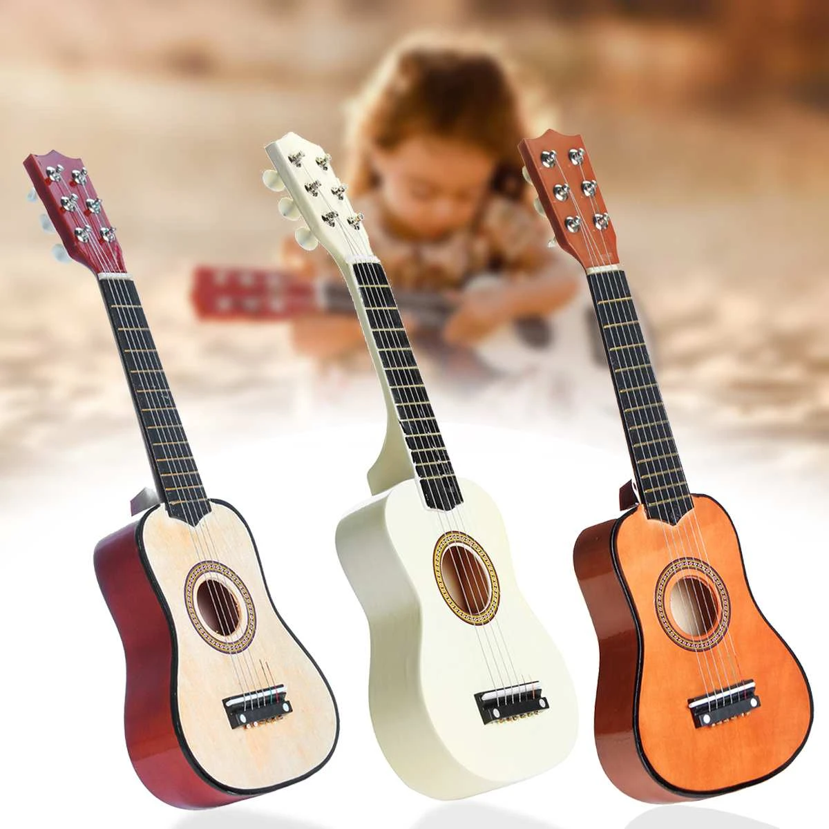21 pouces 6 cordes débutants pratique guitare acoustique avec médiator pour enfants  enfants Instruments de musique à cordes cadeau | AliExpress