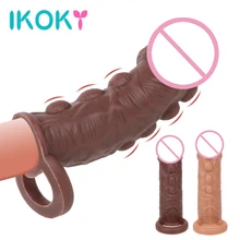 IKOKY Reusable Penis Sleeve Cock Rings Penis Extender Penis Increase Realistic Big Dildo Sex Toys for