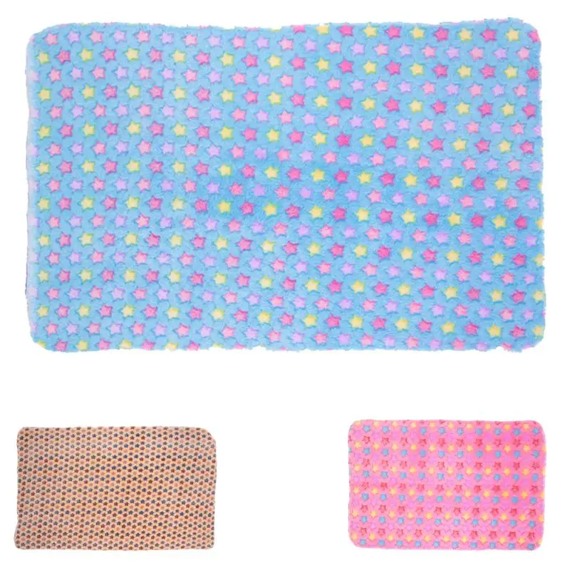 

Cute Pet Dog Cat Bed Warm Pet Mat Stars Print Cat Dog Puppy Fleece Soft Breathable Blanket Bed Cushion Sleep Mat S/M/L