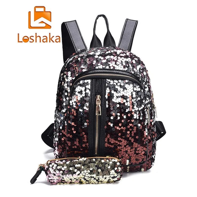 Loshaka 2 шт. комплект Рюкзак Мода девушка блёстки школьный ученический ранец