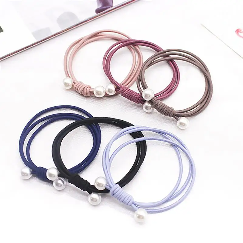 

10pcs Hair Ties Manmade Pearl Stylish Stretch Elastic Hair Ties Hair Band Ponytail Holders Hair Accessories