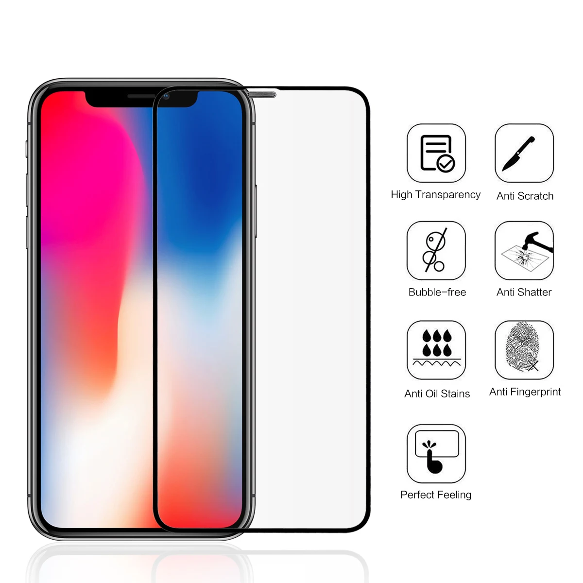 2 упаковки для iPhone X iPhone Xs Пыленепроницаемая сетка на весь экран Закаленное стекло пленка против царапин HD защита экрана