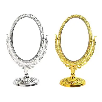 

1pc Tabletop Vanity Makeup Mirror Double Sided Plastic Framed Oval Mirror Bathroom Bedroom Dressing Mirror (Random Color)