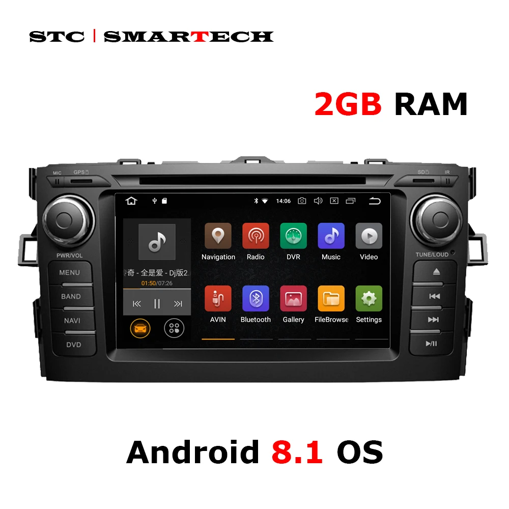 Clearance SMARTECH 2 Din Android 8.1 Car Audio Radio DVD GPS Navigation System For Toyota Auris hatchback Quad-Core 2GB RAM 16GB ROM 1
